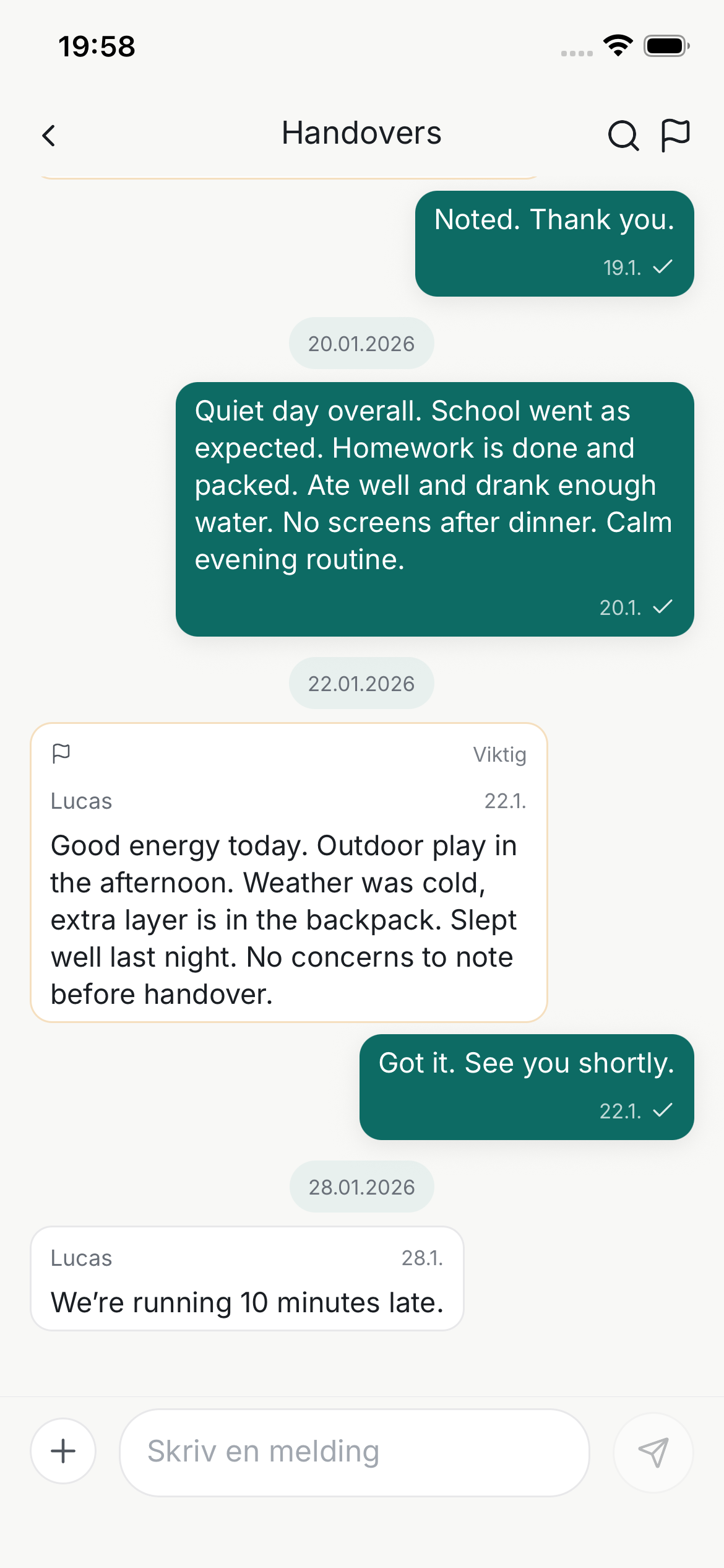 Thread detail screen